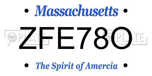 ZFE78O Massachusetts License Plate