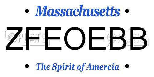 ZFEOEBB Massachusetts License Plate