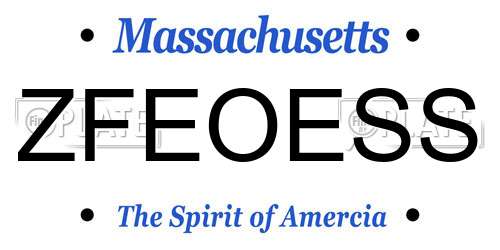 ZFEOESS Massachusetts License Plate