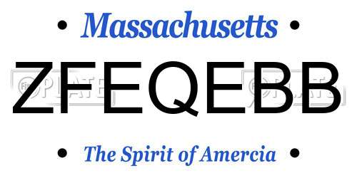 ZFEQEBB Massachusetts License Plate
