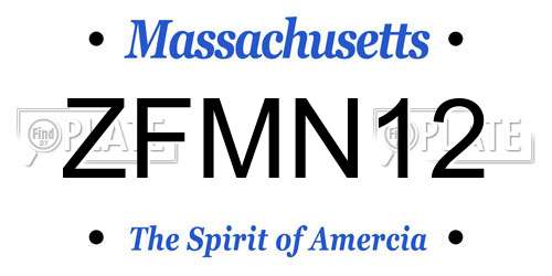 ZFMN12 Massachusetts License Plate