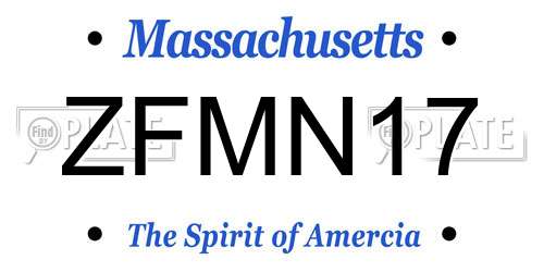 ZFMN17 Massachusetts License Plate