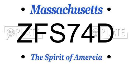 ZFS74D Massachusetts License Plate