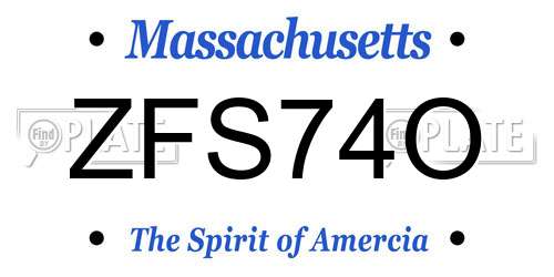 ZFS74O Massachusetts License Plate