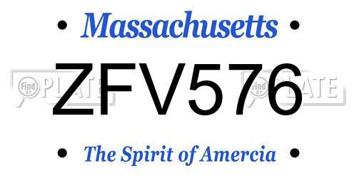 ZFV576 Massachusetts License Plate
