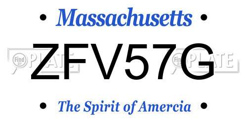 ZFV57G Massachusetts License Plate