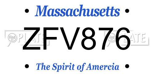 ZFV876 Massachusetts License Plate