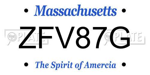 ZFV87G Massachusetts License Plate