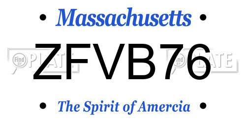 ZFVB76 Massachusetts License Plate
