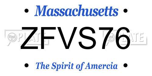ZFVS76 Massachusetts License Plate
