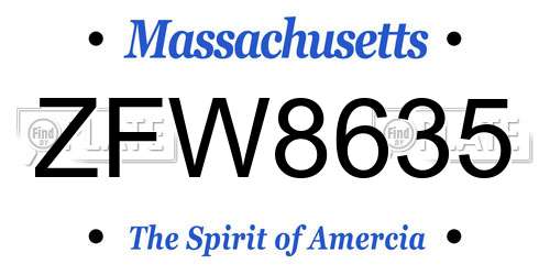 ZFW8635 Massachusetts License Plate