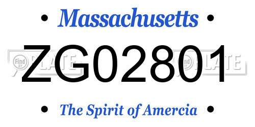 ZG02801 Massachusetts License Plate