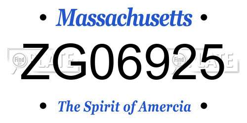 ZG06925 Massachusetts License Plate