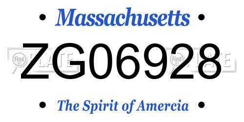 ZG06928 Massachusetts License Plate