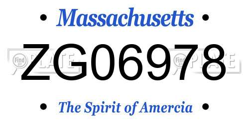 ZG06978 Massachusetts License Plate