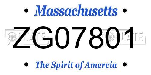 ZG07801 Massachusetts License Plate