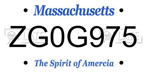 ZG0G975 Massachusetts License Plate