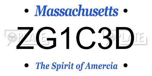 ZG1C3D Massachusetts License Plate