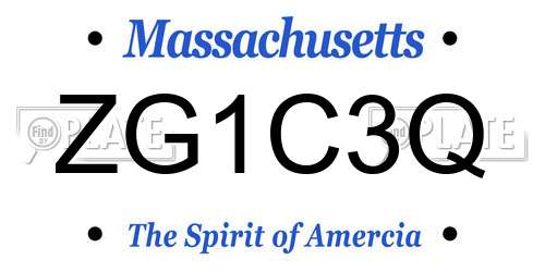 ZG1C3Q Massachusetts License Plate