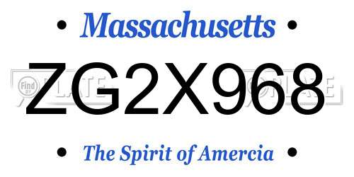 ZG2X968 Massachusetts License Plate