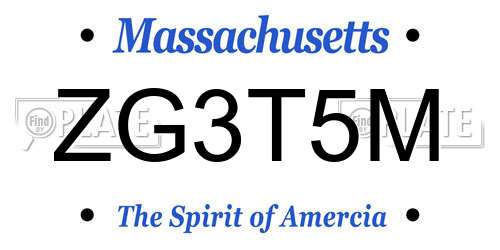 ZG3T5M Massachusetts License Plate
