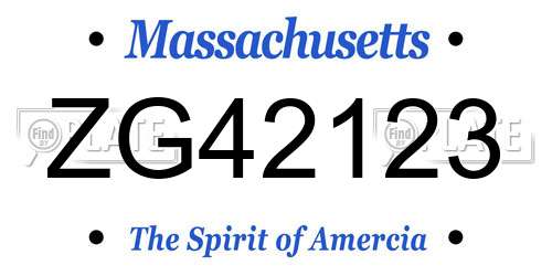 ZG42123 Massachusetts License Plate