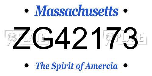 ZG42173 Massachusetts License Plate
