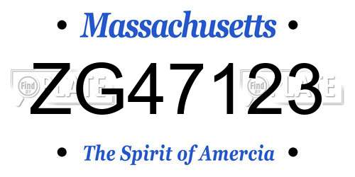 ZG47123 Massachusetts License Plate