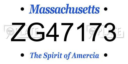ZG47173 Massachusetts License Plate