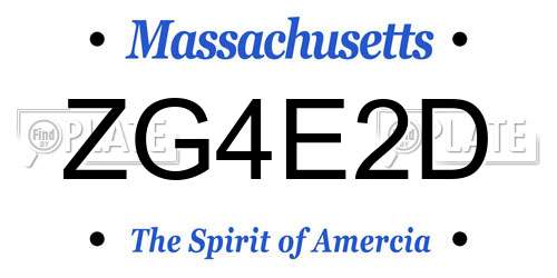 ZG4E2D Massachusetts License Plate