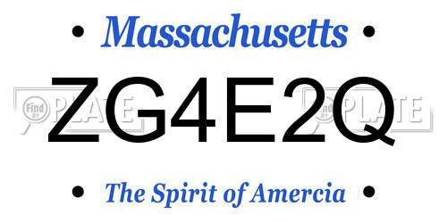 ZG4E2Q Massachusetts License Plate