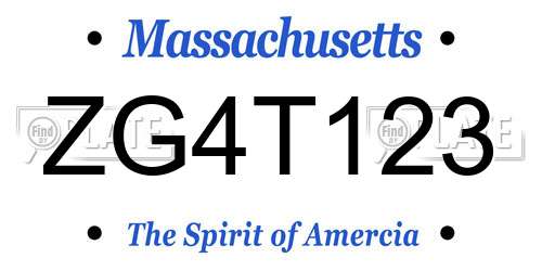 ZG4T123 Massachusetts License Plate