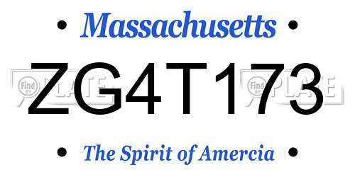 ZG4T173 Massachusetts License Plate
