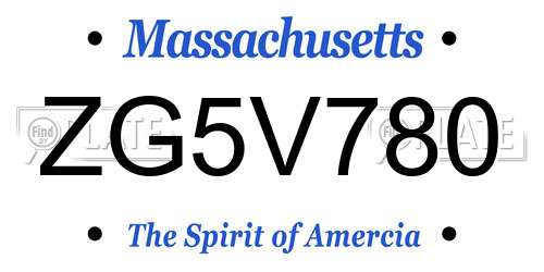 ZG5V780 Massachusetts License Plate
