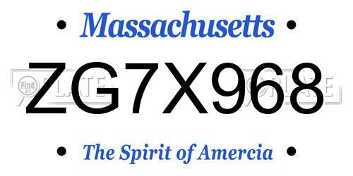 ZG7X968 Massachusetts License Plate