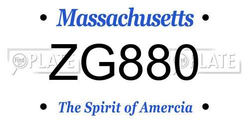 ZG880 Massachusetts License Plate