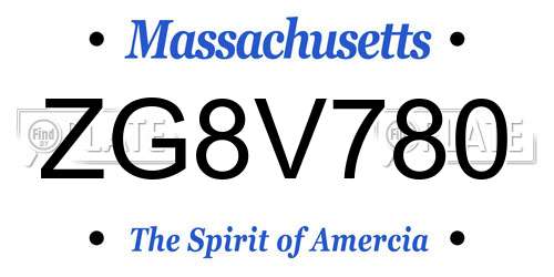 ZG8V780 Massachusetts License Plate