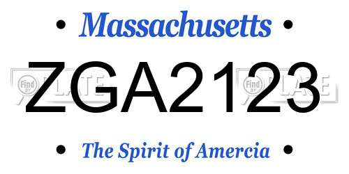ZGA2123 Massachusetts License Plate
