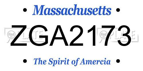 ZGA2173 Massachusetts License Plate