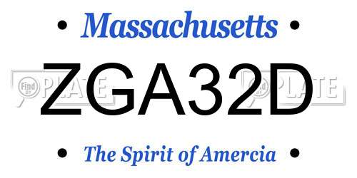 ZGA32D Massachusetts License Plate