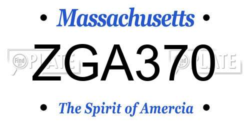 ZGA370 Massachusetts License Plate