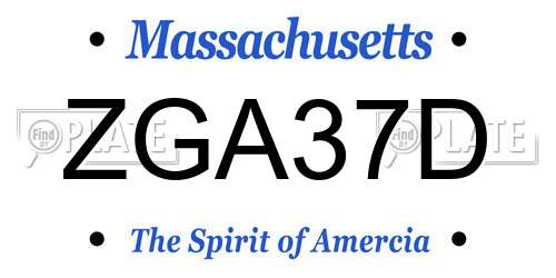 ZGA37D Massachusetts License Plate