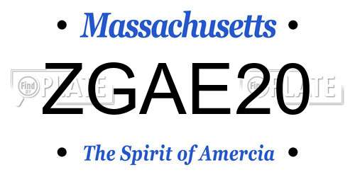 ZGAE20 Massachusetts License Plate
