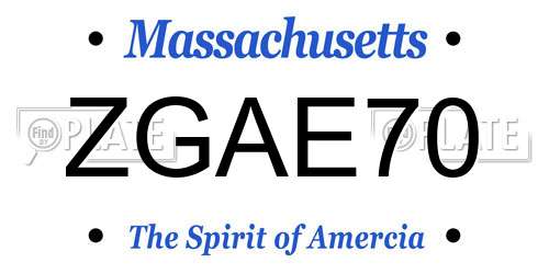 ZGAE70 Massachusetts License Plate