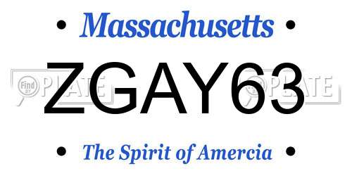 ZGAY63 Massachusetts License Plate
