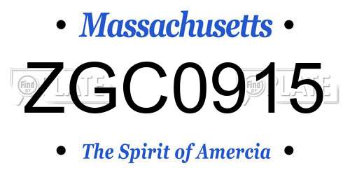 ZGC0915 Massachusetts License Plate