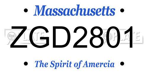 ZGD2801 Massachusetts License Plate