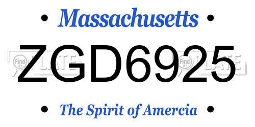 ZGD6925 Massachusetts License Plate