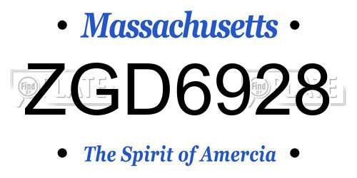 ZGD6928 Massachusetts License Plate