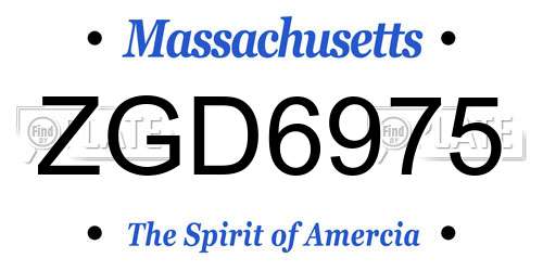 ZGD6975 Massachusetts License Plate